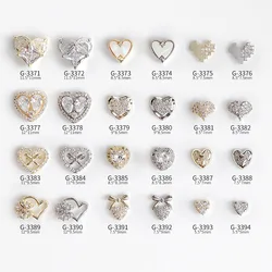 3 adet yüksek kalite lüks aşk kalp Glitter zirkon elmas kakma alaşım tırnak sanat Rhinestones takı manikür DIY süsler
