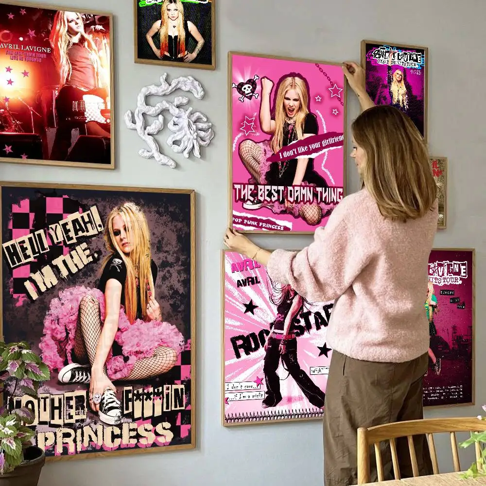Singer A-A-Avril L-L-Lavigne Self-adhesive Art Poster Whitepaper Prints Posters Artwork Aesthetic Art Wall Painting