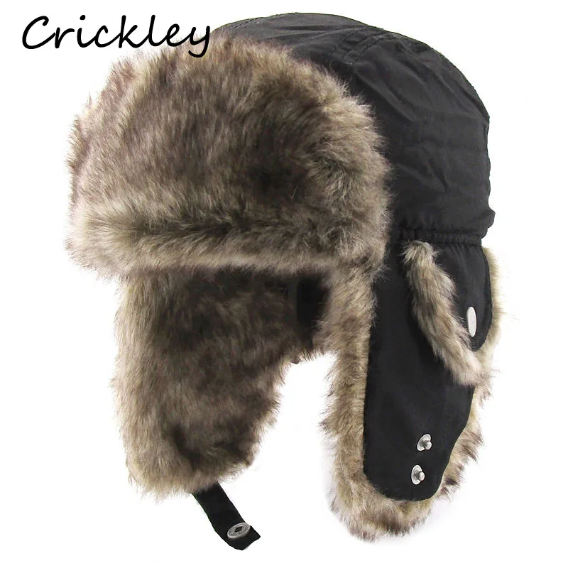 Winter Windproof Thick Warm Children Ushanka Snow Hats Soft Plush Bomber Hats Earflap Russian for Boys Girls Kids Aviator Cap