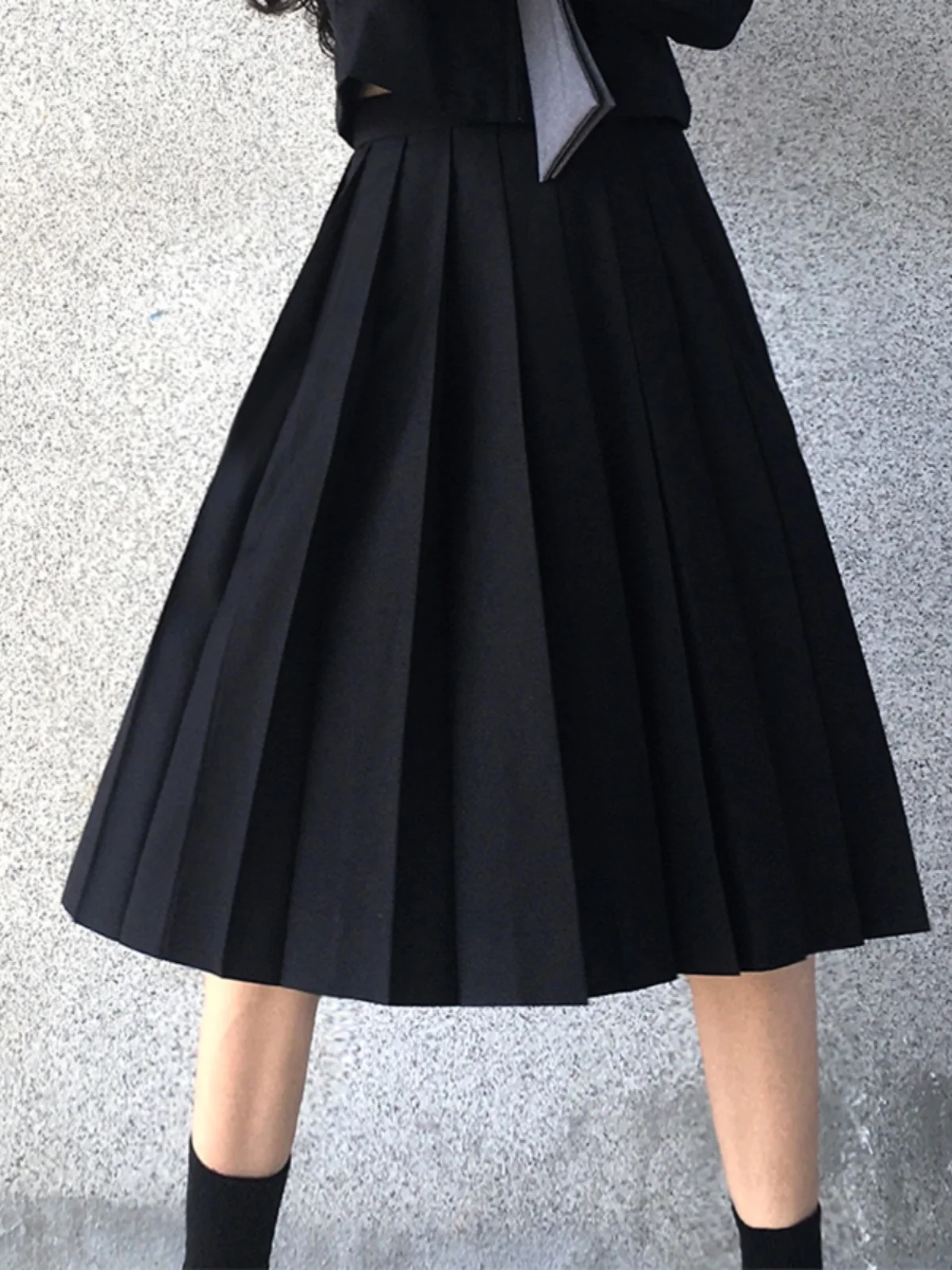 Japanese Style JK Uniform Skirt Pure Color Student Pleated  Skirt Adjustable Buckle Positioning Line High Waist A-Line Skirt