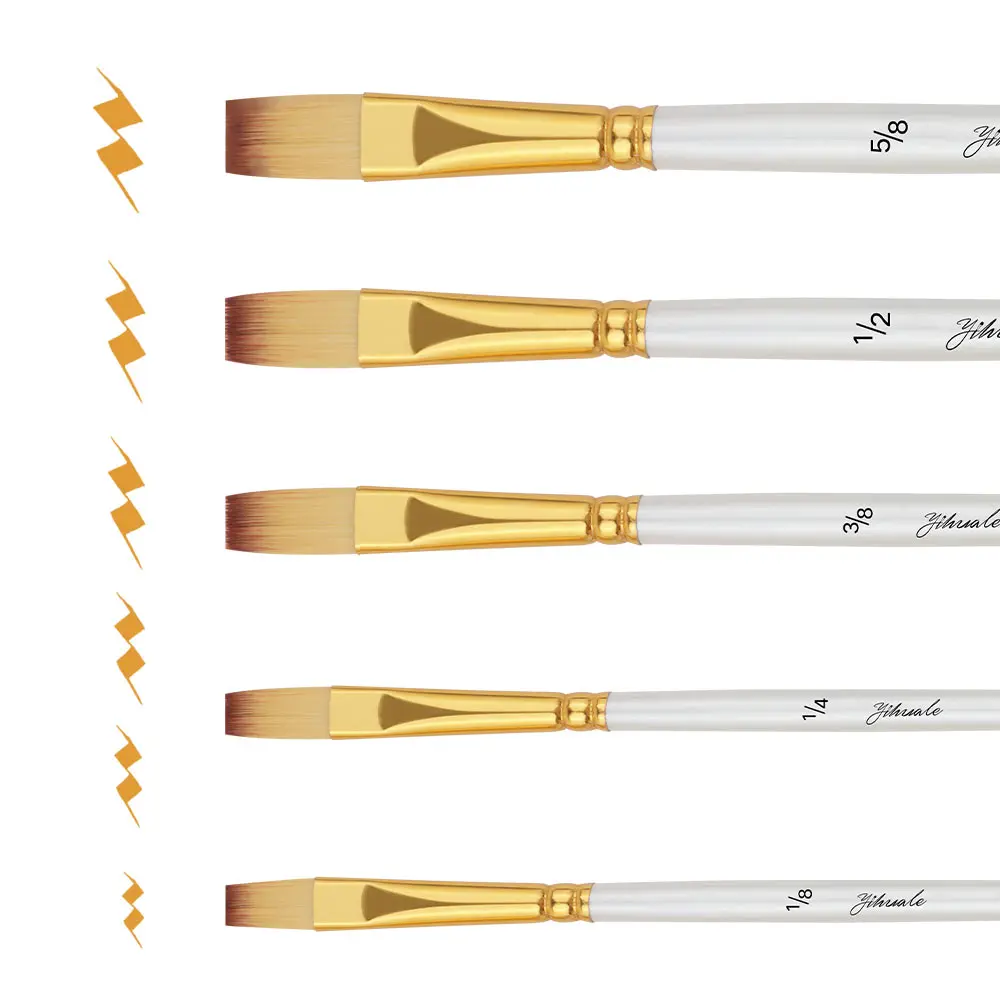 나일론 헤어 쇼트 로드 페인팅 브러시 아티스트 페인트 아트 드로잉, 수채화 오일 구아슈, 4 가지 사양 사용 가능, 5 개 세트