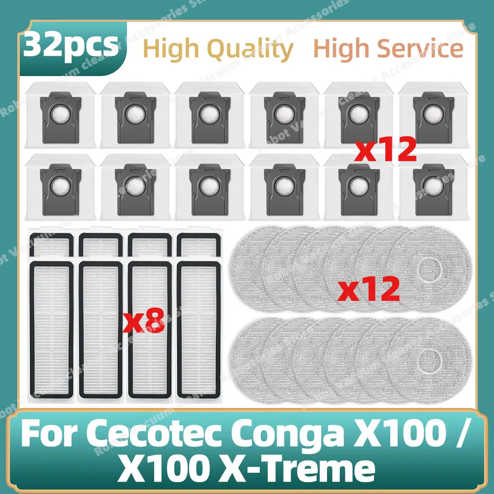 compativel-com-cecotec-conga-x100-x100-x-treme-pecas-do-aspirador-filtro-hepa-pano-de-limpeza-saco-de-po-acessorios