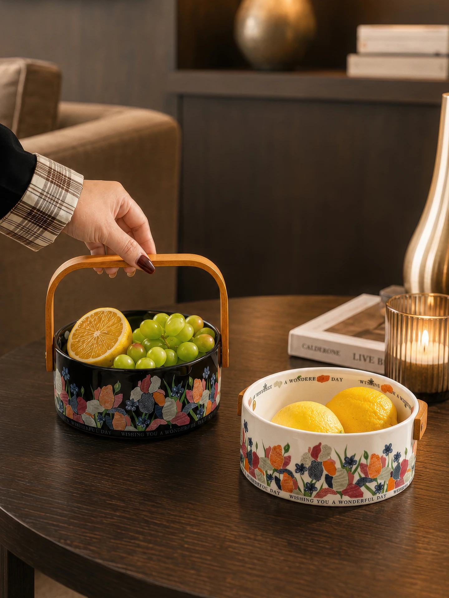 2026-new-ceramic-fruit-basket-fruit-tray-elegant-moving-house-gift-snack-tray-country-style-flat-dishwasher-safe