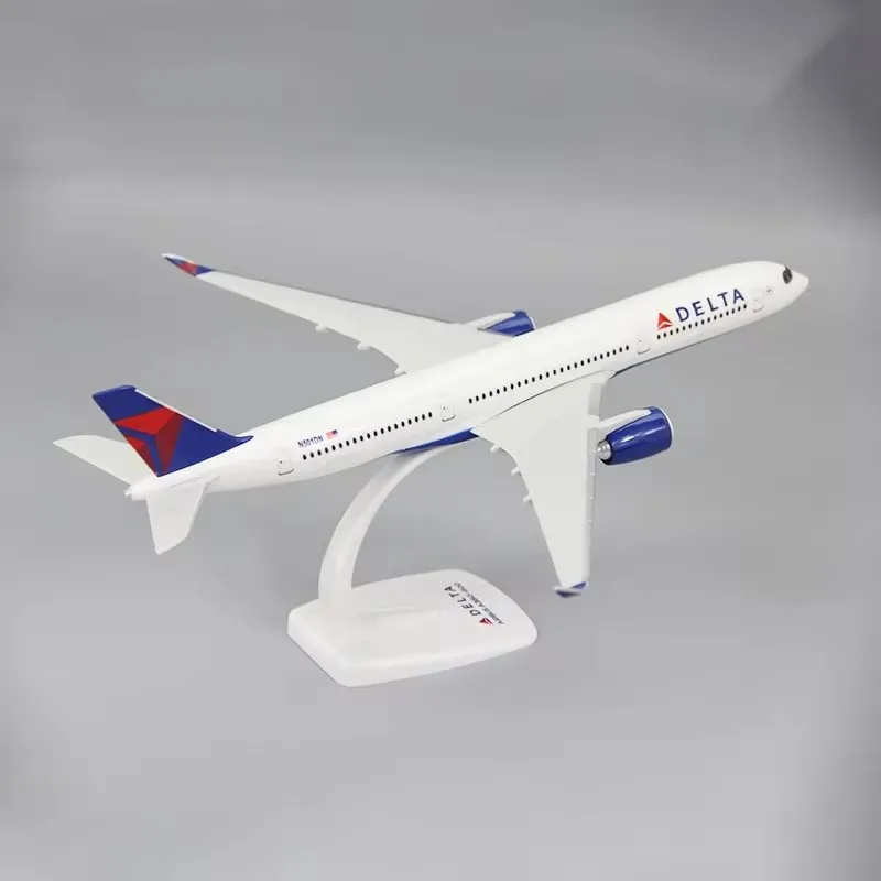 1: 200 Scale A350-900 A350 Delta Airlines Plastic Resin Assembly Aircraft Model Toy With Bracket, Children's Gift Building Block