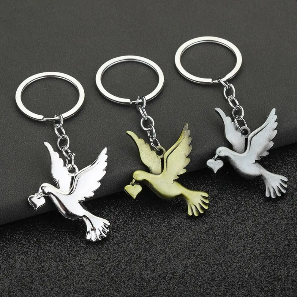 1Pc Heart Dove Peace Keychains Pigeon Car Key Chain For Women Men
