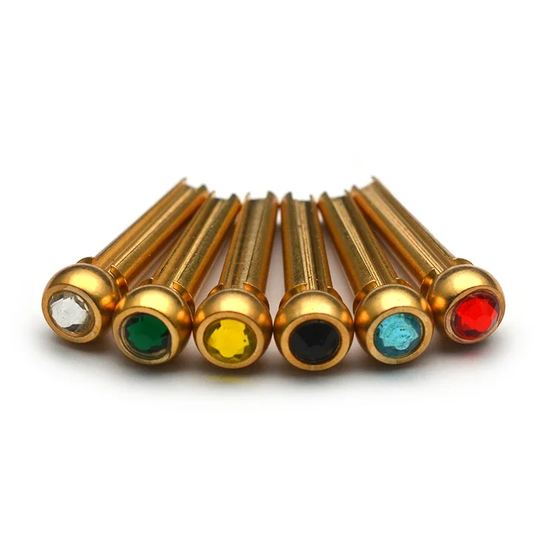 

6pcs/Set Colourful Acoustic Guitar Bridge Pin Diamond Style String Pins Nails Six Colour Gold