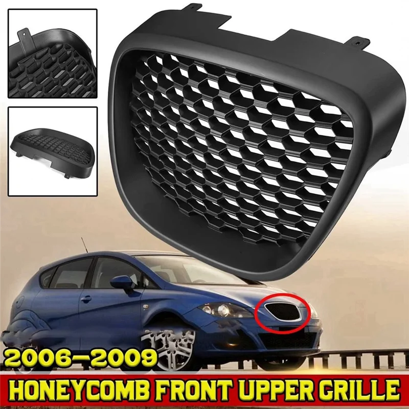 H-W Front Air Grille Front Bar Cooling Grill Honeycomb Mesh Grille Suitable For SEAT LEON MK2 1P1 2006-2009 BPPPGR36 Parts