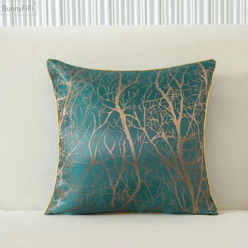 Funda de cojín de Jacquard de lujo, cubierta de almohada decorativa de sofá de alta calidad, bordada, Beige, 45x45cm