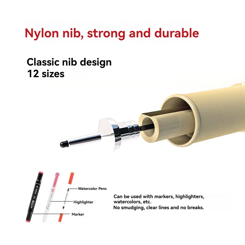 Zestaw pisaków do rysowania manga, pisaków igłowych, pisaków do linii haczykowych, pisaków do szkicowania, artykułów piśmienniczych i przyborów artystycznych z 12 końcówkami, pigmentowym tuszem Micron.