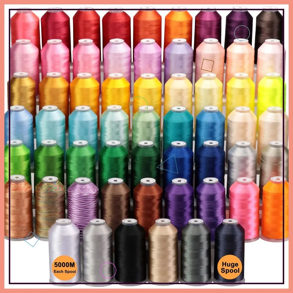 

60 катушек для вышивания ниток из полиэстера разных цветов, 5000 м каждый для коммерческих и домашних машин