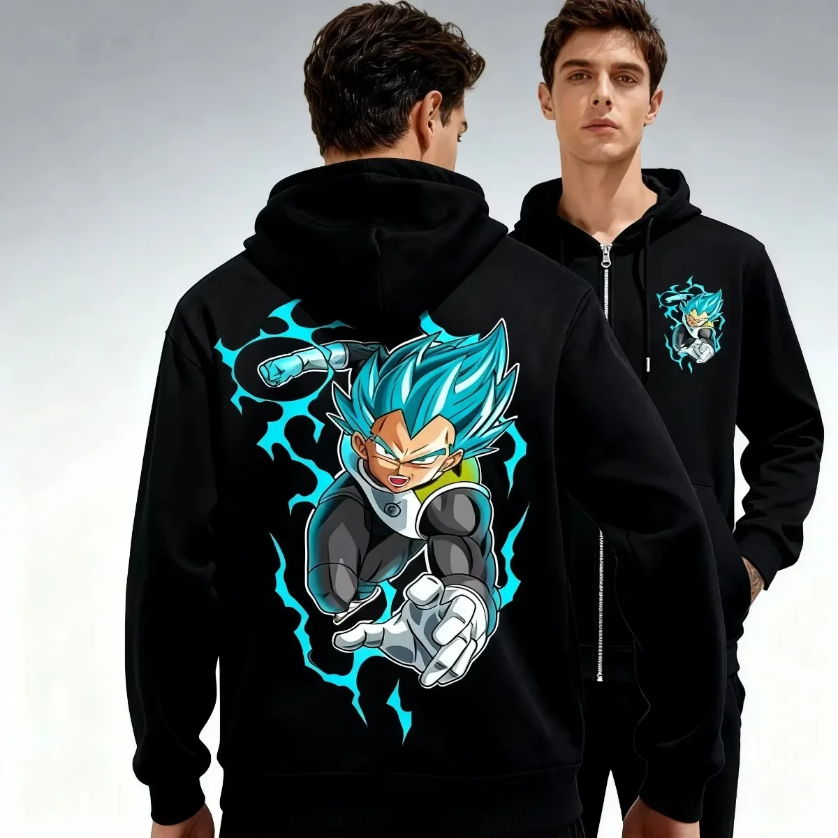 

Мужская повседневная толстовка на молнии Dragon Ball, хлопковый пуловер с принтом BANDAI, уличная куртка с капюшоном, верхняя одежда с длинными рукавами