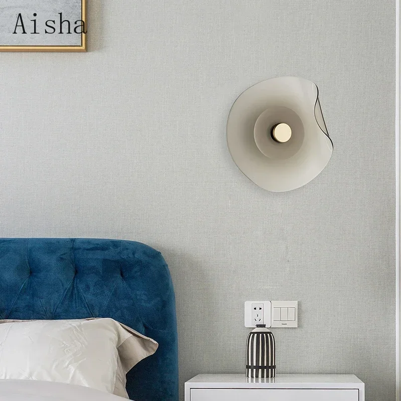 الشمال زجاج إبداعي الجدار مصباح جولة العنبر/الزجاج الدخاني الجدار الشمعدان الحد الأدنى غرفة نوم غرفة المعيشة خلفية ضوء الزخرفية #4