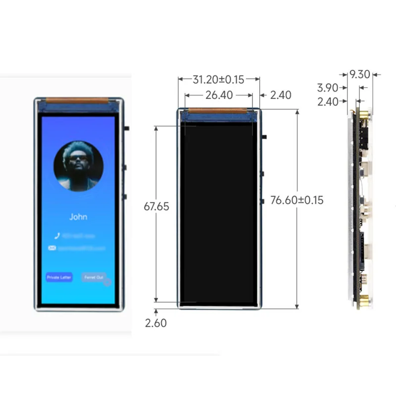 ESP32-S3 3.16 Inch Display Dev Board 320x820 262K Color 240MHz Dual-core Wi-Fi Bluetooth 5