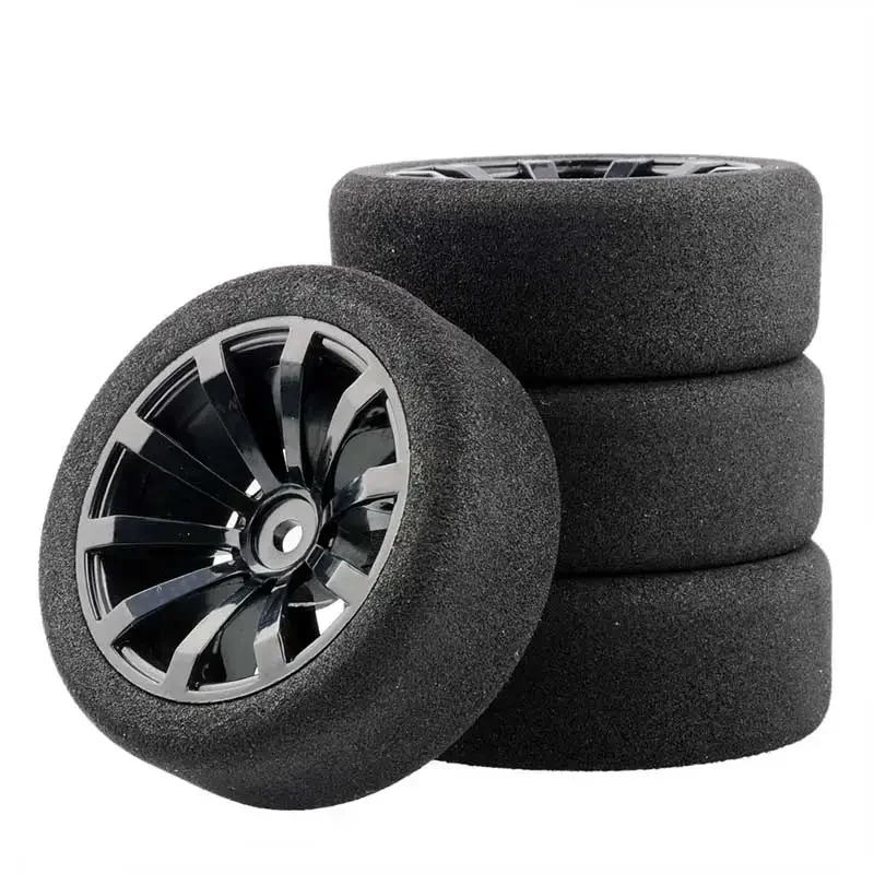 

12mm Hex RC Racing Cars Accessories 4Pcs Set Racing Foam Tire Wheel Rim Set For HSP HPI 1/10 On-road RC Car