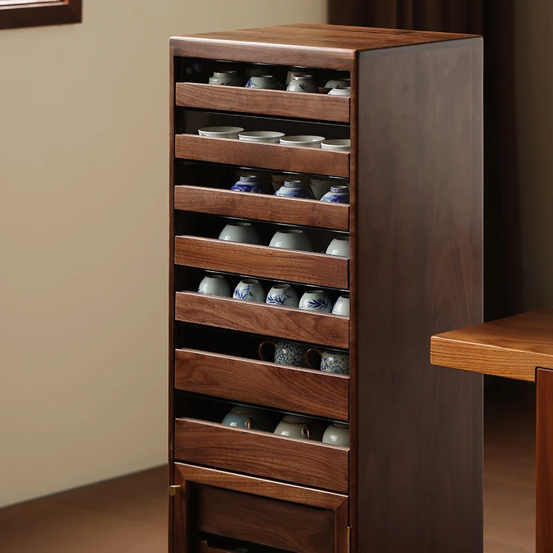 أمريكا الشمالية الجوز الأسود سجل 10 ضخ خزانة الأسنان الراقية خزانة جانبية طقم شاي تخزين Wenplay خزانة الخشب الصلب #4