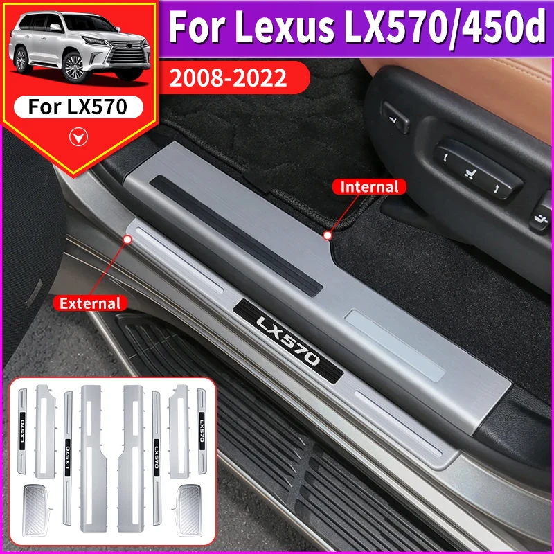 

Защита порога автомобиля из нержавеющей стали для Lexus LX 570 LX570 LX450d 2008-2022 2021 2020, аксессуары для модификации интерьера