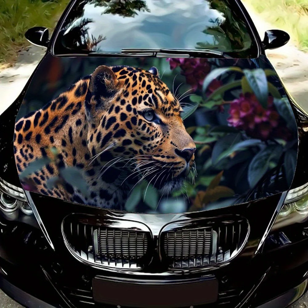 

Stern Leopard Floral Animal Pattern Durable Car Hood Stickers, Car Engine Hood Stickers, Suitable for Most Vehicles, Ideal Gift,