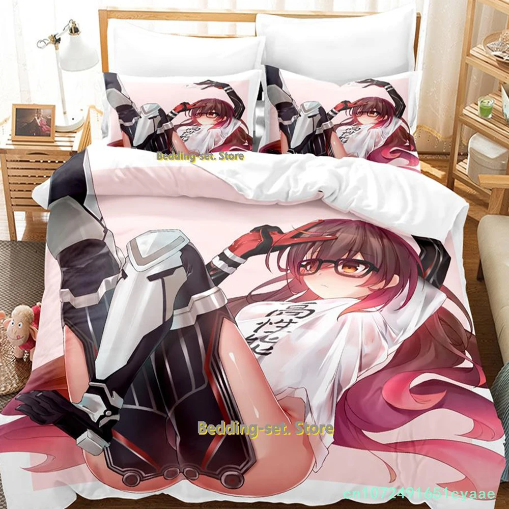 Kawaii Girl Roboco-san Vtuber Bedding Set Single Twin Full Queen King Size Bed Set Adult Kid Bedroom Duvetcover Sets Anime Bed