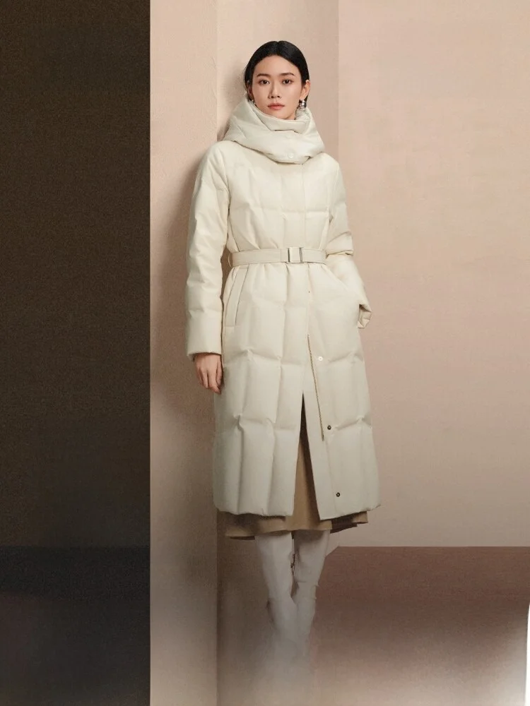 

Bosideng Winter New Women's Long Over-Knee Slim Fit Goose down Jacket Versatile 90% Goose down Warm City Casual Thickened