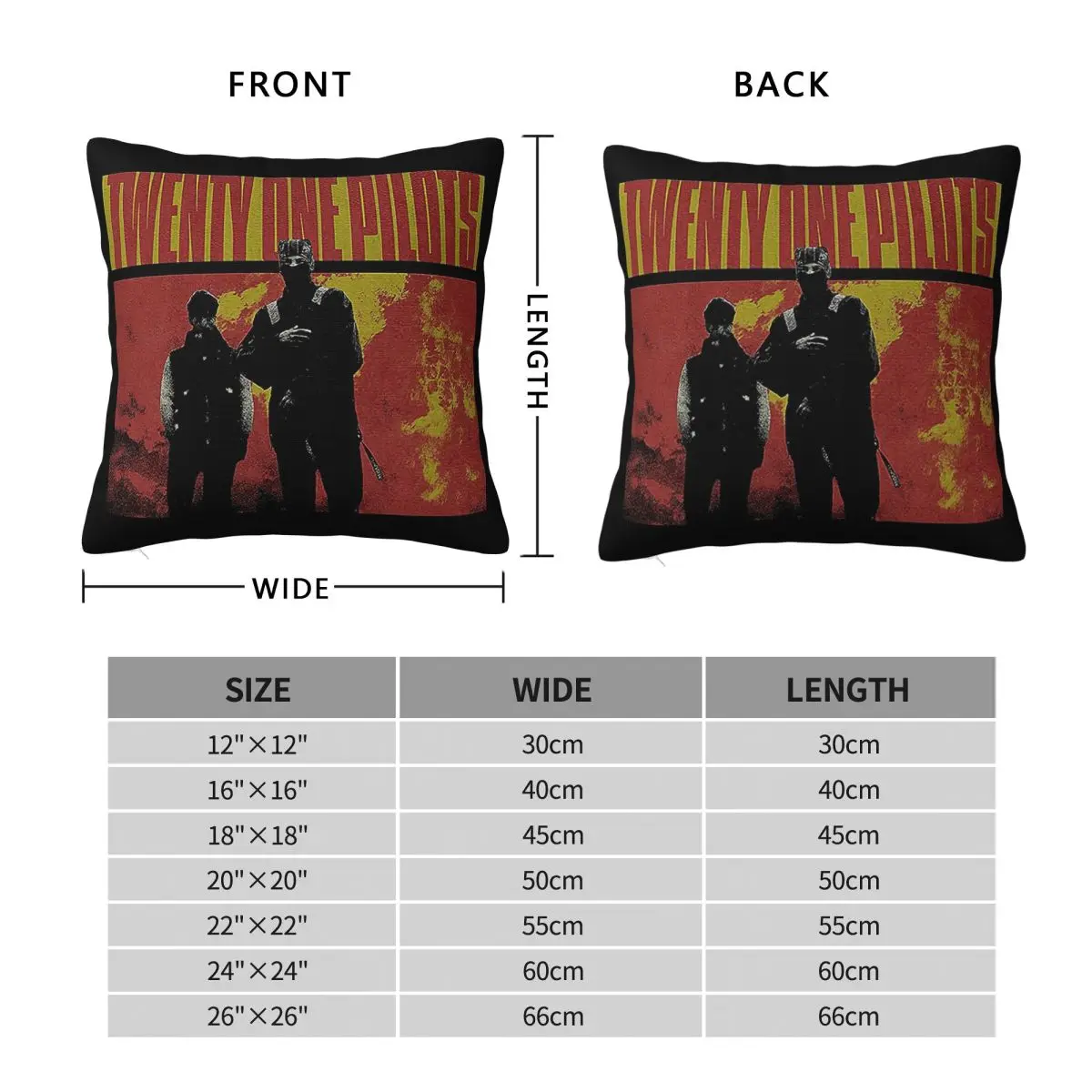 Twenty One Pilots Clancy Topline Square Pillowcase Polyester Linen Velvet Printed Zip Decorative Home Cushion Cover 45x45