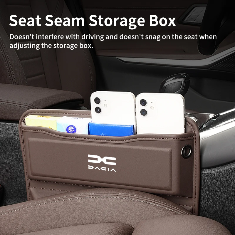 Car Interior Seat Gap Organizer Box Leather Storage Bag For Dacia Logan Mcv 2 Duster Sandero Lodgy Dokker Stepway Solenza