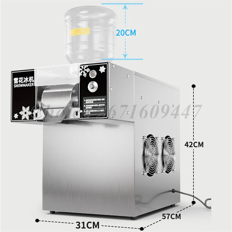 Commercial Electric Air Cooling Flake Snow Ice Crusher Shaver Auto Korean Bingsu Machine Snowflake Ice Shaving Machine