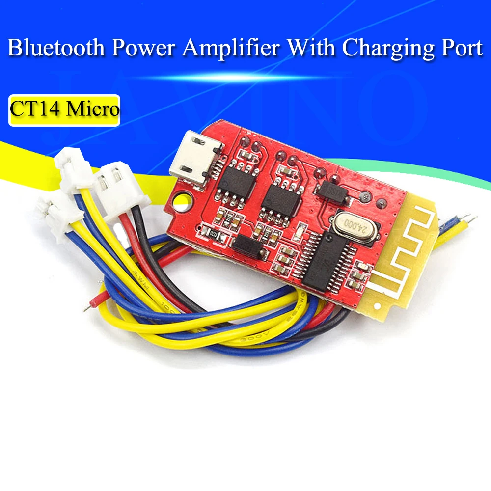CT14 Micro 4.2 Stereo Bluetooth Power Amplifier Board Module 5VF 5W+5W Mini with Charging Port for Refitting Idle Sound Box