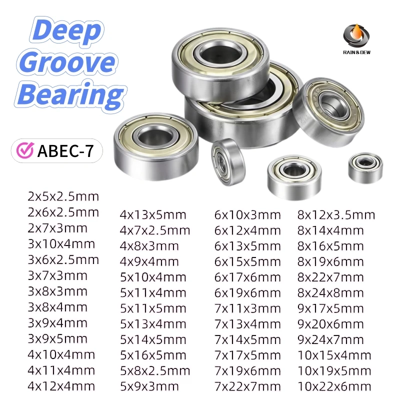 10PCS Bearings 2mm 3mm 4mm 5mm 6mm 7mm 8mm 9mm Bore 3x7x3 5x16x5 5x19x6 6x13x5 7x14x5 8x16x5 8x22x7 10x15x4 mm Miniature Bearing