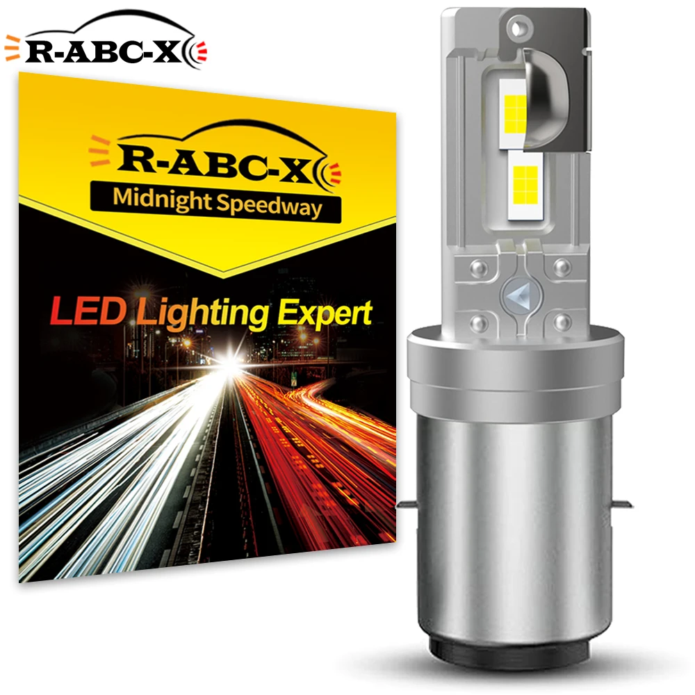 Lampadina LED BA20D ad Alta Potenza 12-18V H6 per Moto, Luce Abbagliante/Anabbagliante 4000LM 4 Chip, Luce Bianca BA21D per Scooter Vespa e Ciclomotori