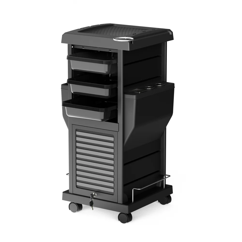 Lockable Modern Hair Salon Trolley Equipment with Appliance Holders