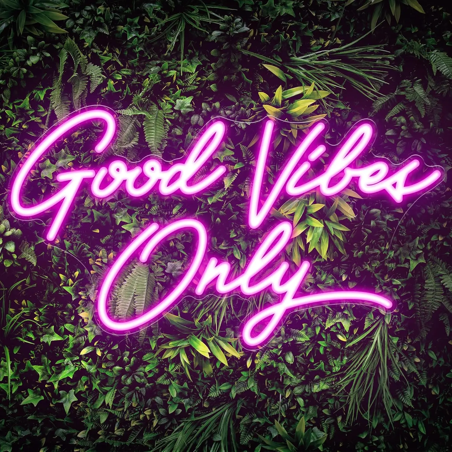 

Good Vibes Only Floral Neon Light Sign Dimmable Neon Sign for Room Aesthetic Wall Decor Bedroom Living Room Plant Lover Gift
