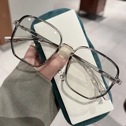 Luxury Ladies Transparent Glasses Fashion Large Square Frame Near Sight Eyeglasses Men Women Anti-blue Light Myopia Eyewear