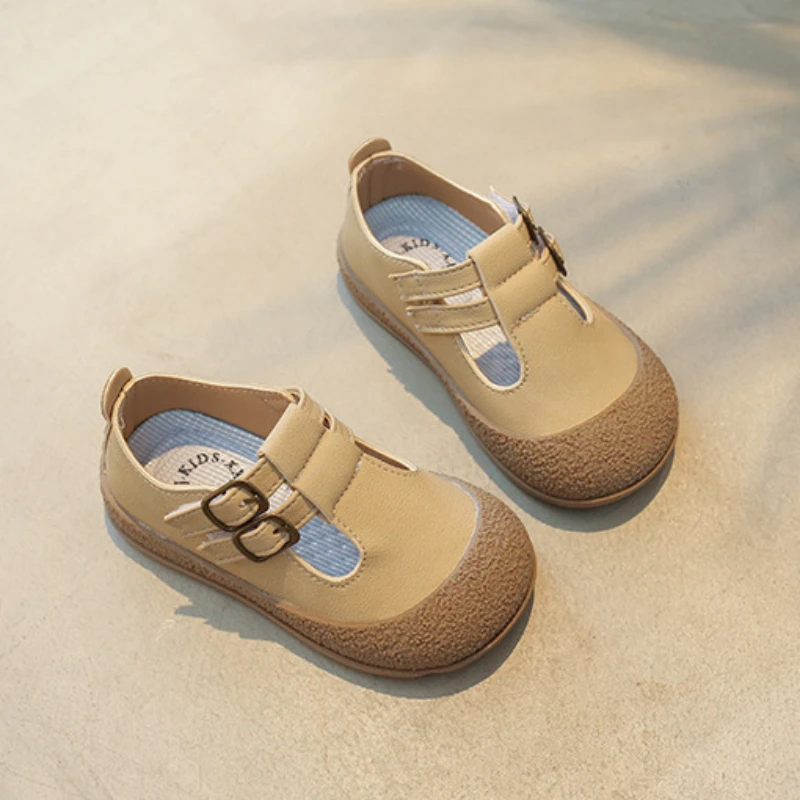 Kids Leather Shoe Retro 2024 Spring Autumn Girls' Flat Shoes Korean Style Non-slip Children Boys Causal Walking Shoes Hollow-out image 5