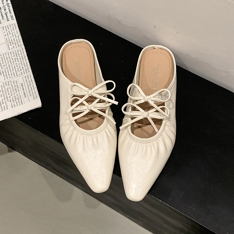 2026Summer Internal Elevation Women's Mules Slippers Fashion Butterfly-knot Slides Casual Street Style Slingback Shoes