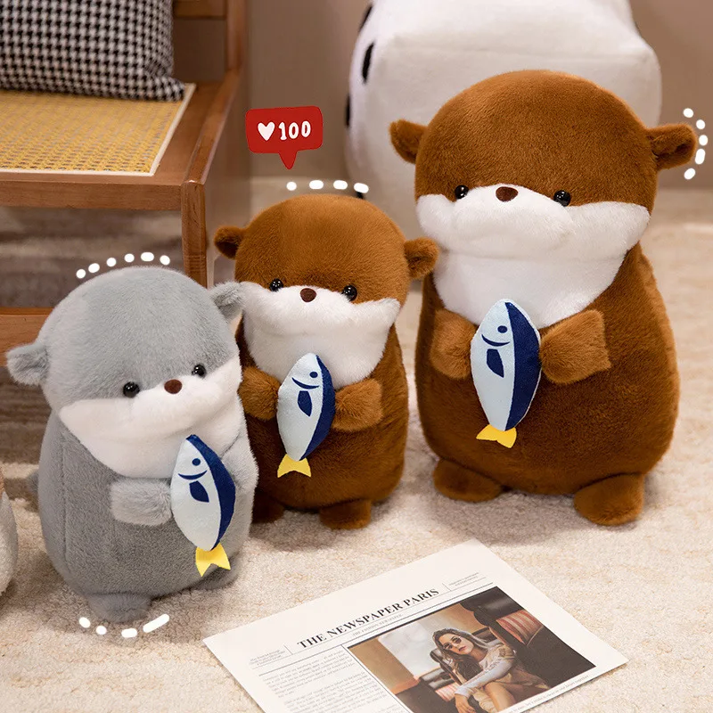 Creative 1pc Otter Hug Fish Plush Toys Stuffed Wild Animal Cartoon Dolls Soft Sloth Throw Pillow Christmas Birthday Gift for Kid