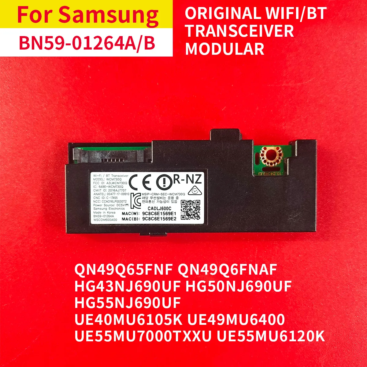 

Good Test Original BN59-01264A BN59-01264B WCM730Q Wi-Fi Wireless Module for Samsung QN49Q65FNF QN49Q6FNAF HG43NJ690UF HG50NJ69