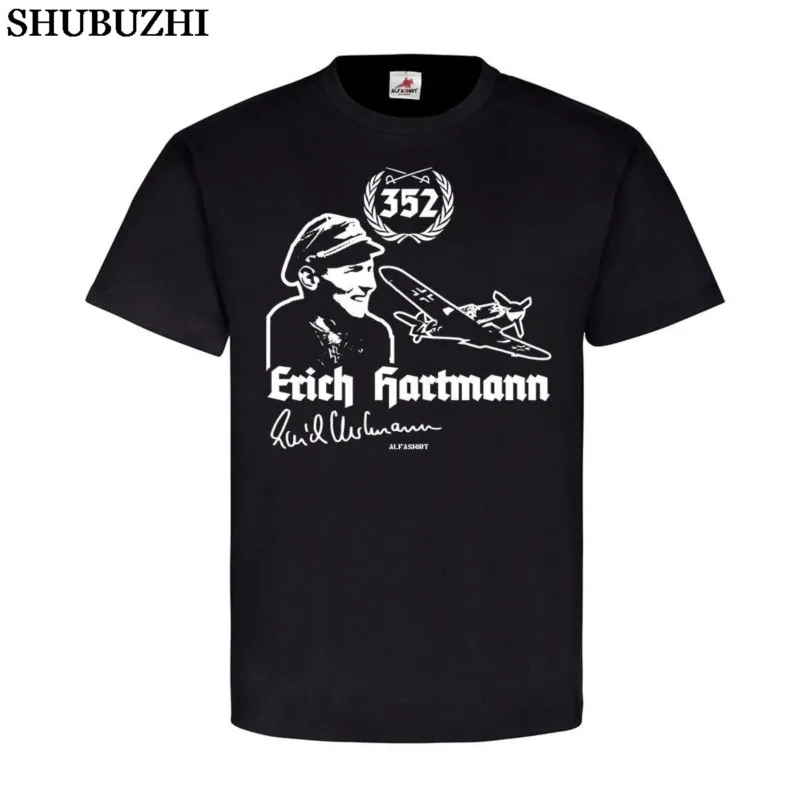 Summer Brand Clothing Erich Hartmann Me109 Luftwaffe Ritterkreuz Trager Fliegerass Unterschrift Novelty T Shirt