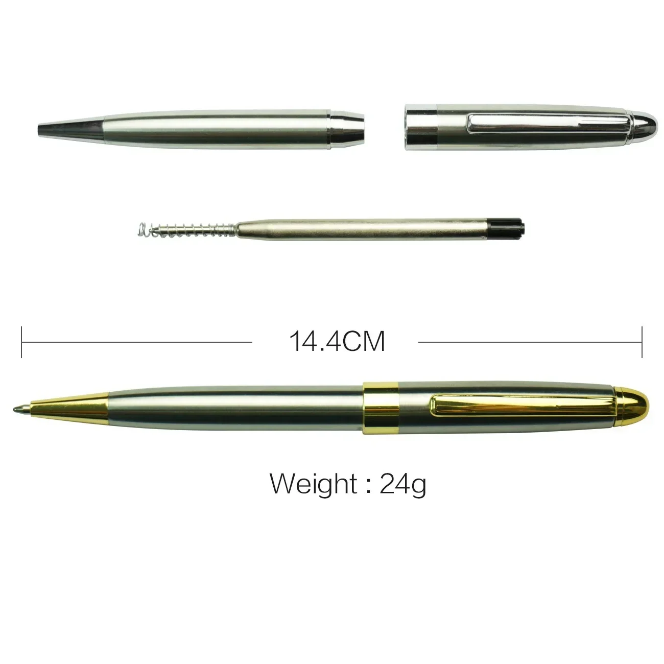 STONEGO Twist Ballpoint Pens Stainless Steel Retractable Ball Pen Smooth Gel Ink Medium Point 1.0mm Black Ink Replaceable Refill