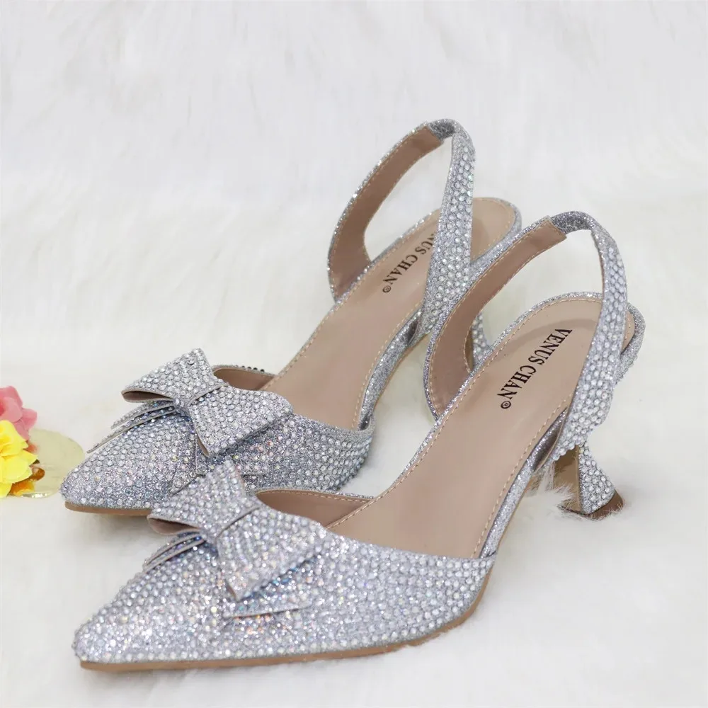 Elegant Hollow Design With Pointed Shoes And Fashion Three-Dimensional Bag Cozy Rhinestones Are Suitable For Parties