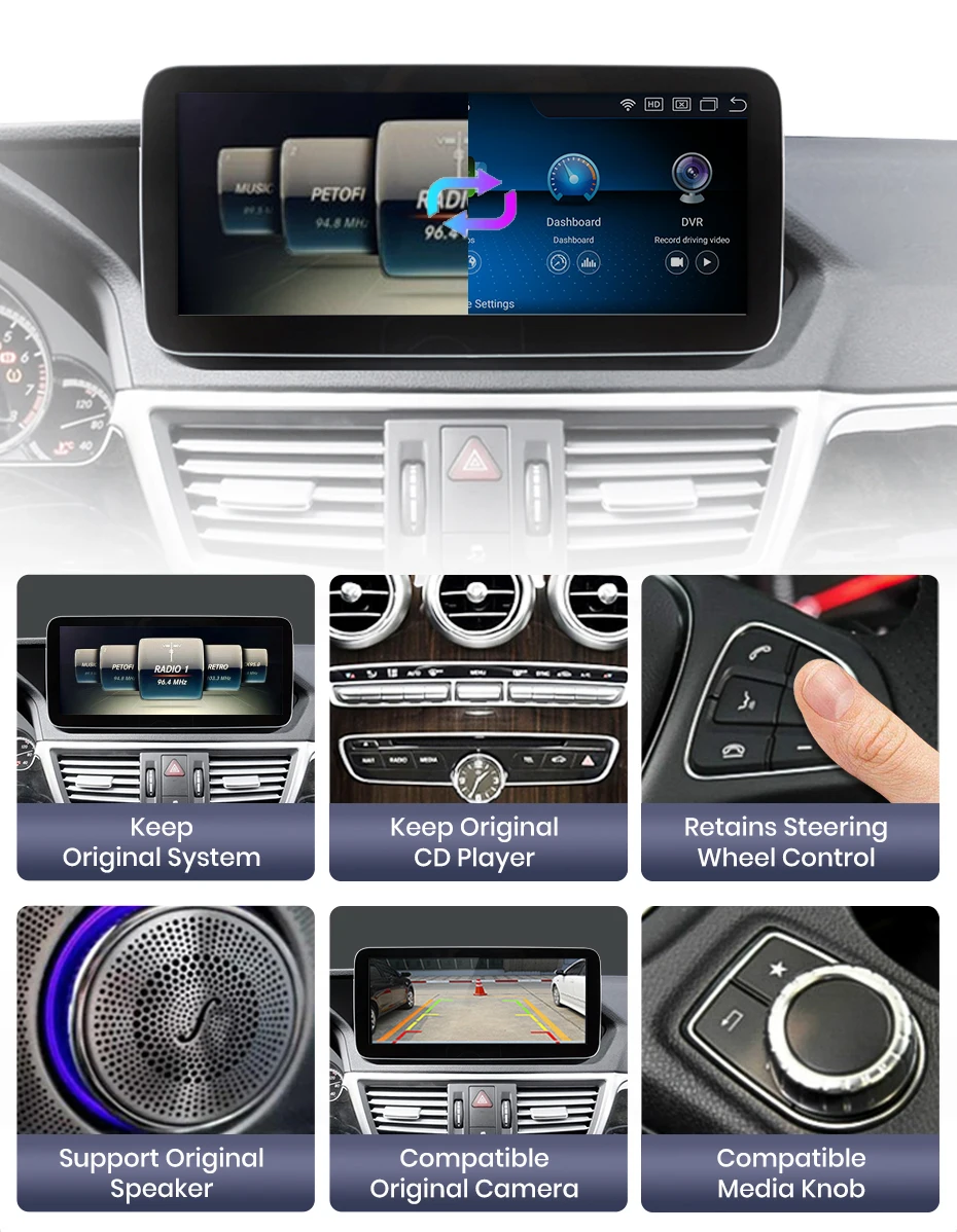 Junsun Qualcomm 665 Drahtloses CarPlay Android Auto-Autoradio für Mercedes Benz E-Klasse W212 S212 2009–2016, intelligentes System – Detail 11