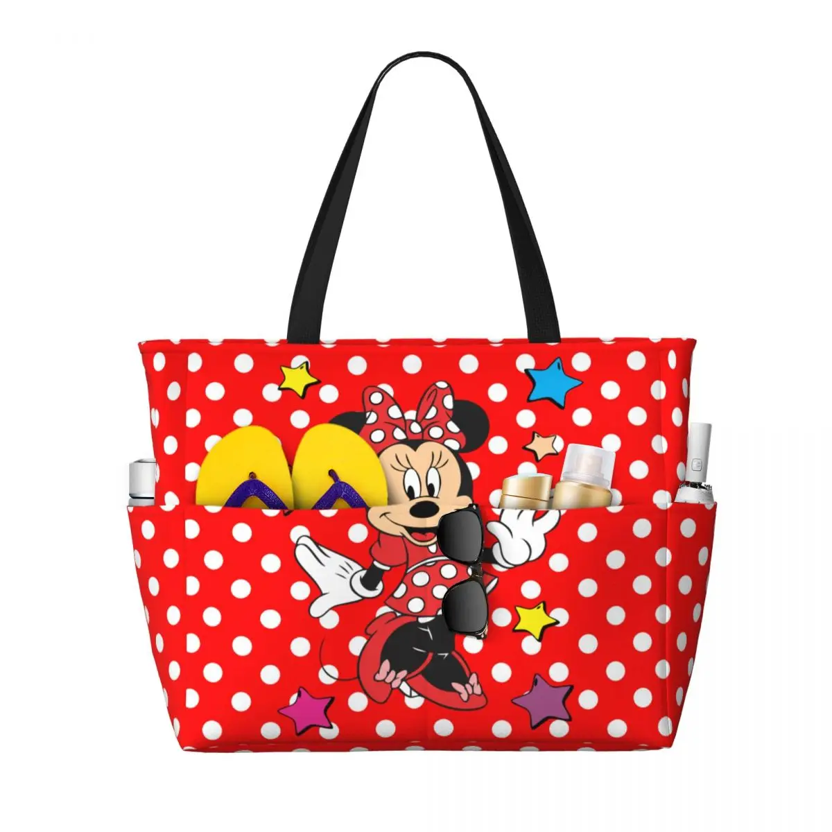 Bolso de mano personalizado de Minnie Mouse para mujer, bolsa de playa Extra grande para gimnasio, bolsas de compras de viaje con dibujos animados de Mickey