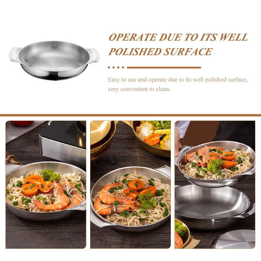 

Stainless Steel Pot Double Handle Food Serving Cooking Pot For Kitchen Seafood Portable Multi-Use Container Heat