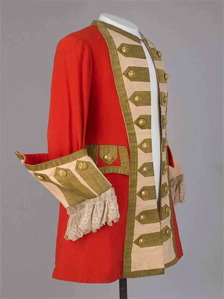 

18th Century Men's Colonial Military Uniform Tailcoat Costume European Royal Officer Napoleon Knight Coat