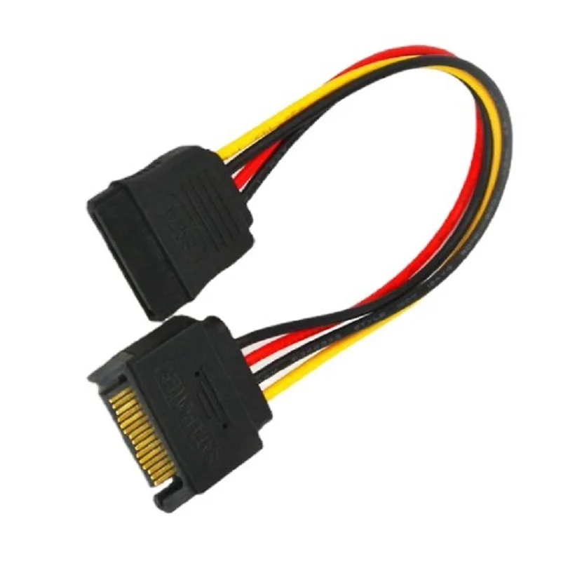 Adaptador de disco duro SATA macho a hembra, Cable extensor de potencia de 20CM, 15 Pines, para PC, HDD, SSD