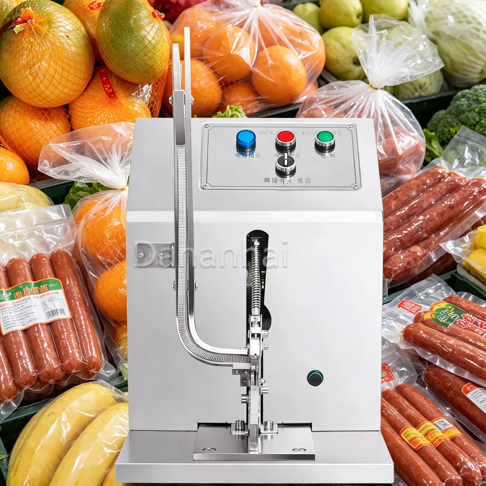 Desktop Supermarket Shopping Bag Buckle Machine, Commercial Fruit Net Bag Sealing Machine, Sausage Strapping Machine
