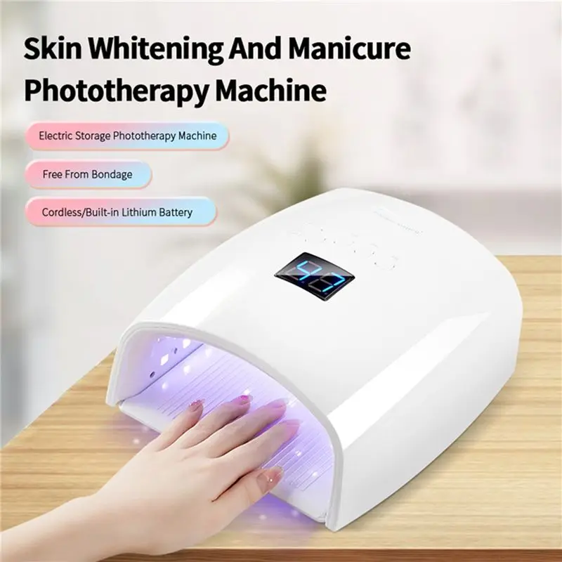 AS94-2X Rechargeable UV LED Nail Lamp 66W For Manicure With LCD Screen 4 Timer Settings Nail Art Manicure Tools EU PLUG,A