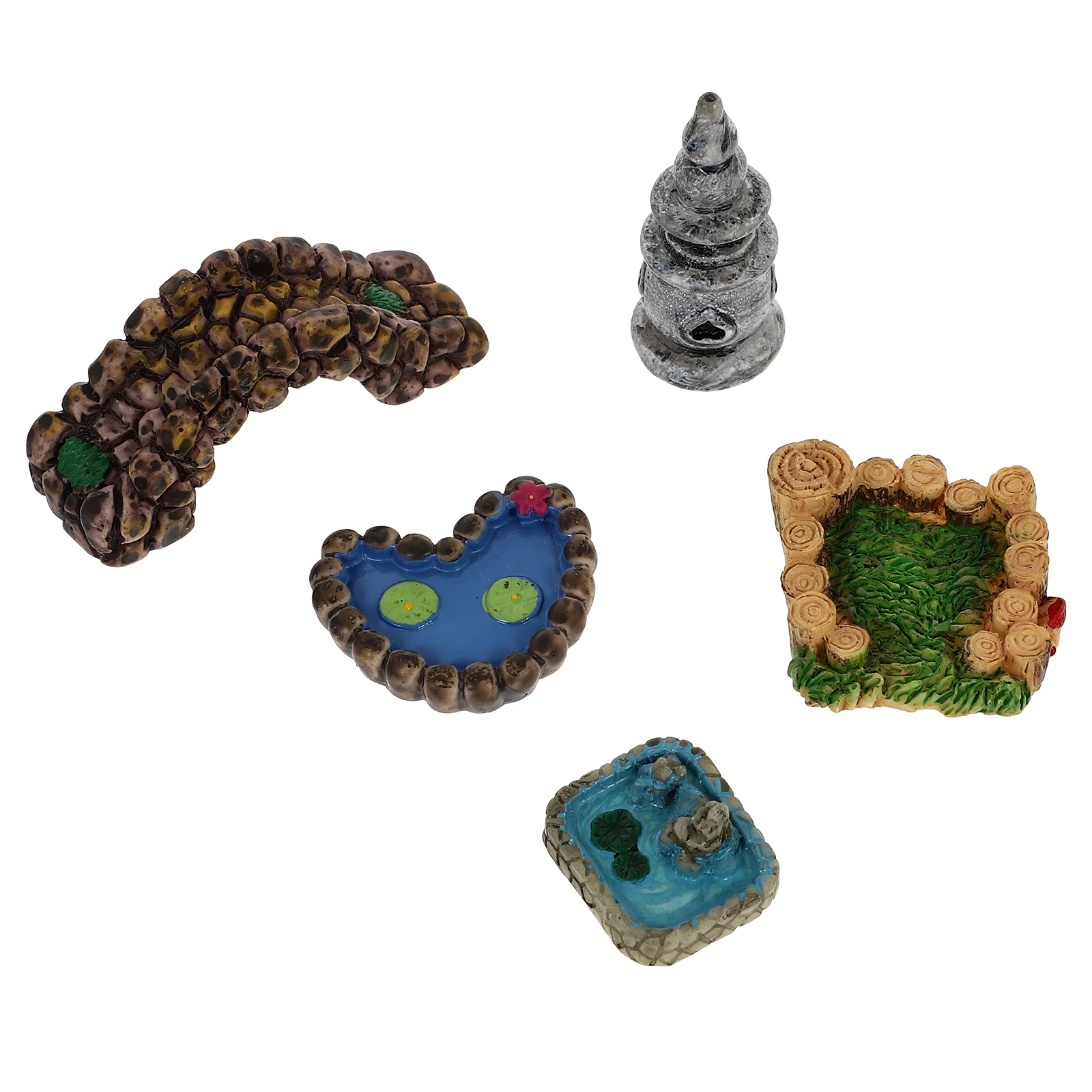 

5 pcs Micro Landscape Ornament Resin Garden Decor Bonsai Decorations Diy Succulent Planter Miniature Yard Adornments Outdoor