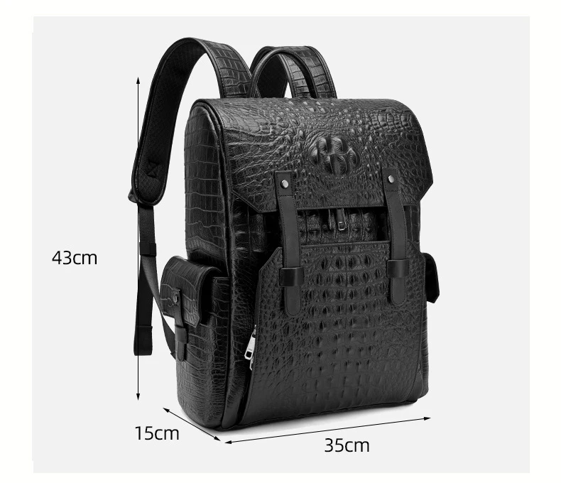 New Business Alligator Men Backpack First Layer Cowhide Men's Bag Genuine Leather Schoolbag Large 16 Inch Laptop Backpacks