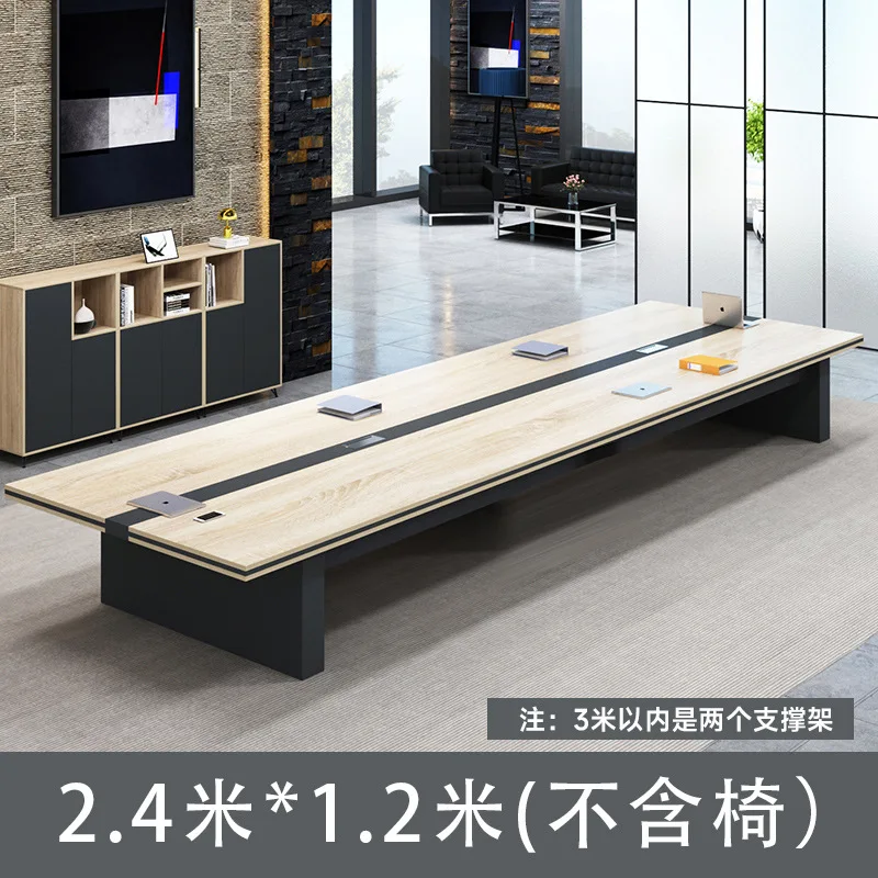 Office conference table simple modern staff large rectangular table industrial style strip negotiation table and chair combinati