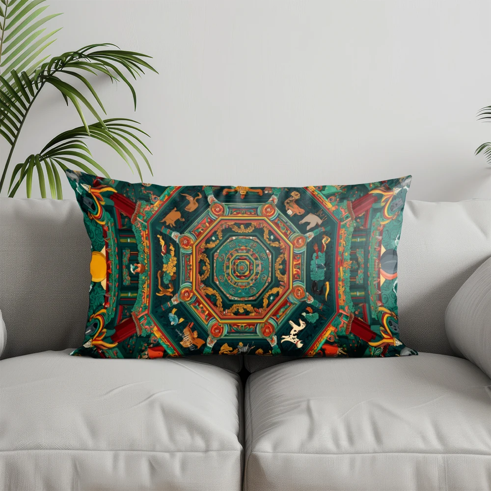 Home Decor Exotic Floral Pattern Pillow Cover Suitable For Sofa Bedroom Car Pillow Cover Cushion Rectangular Back Cushion